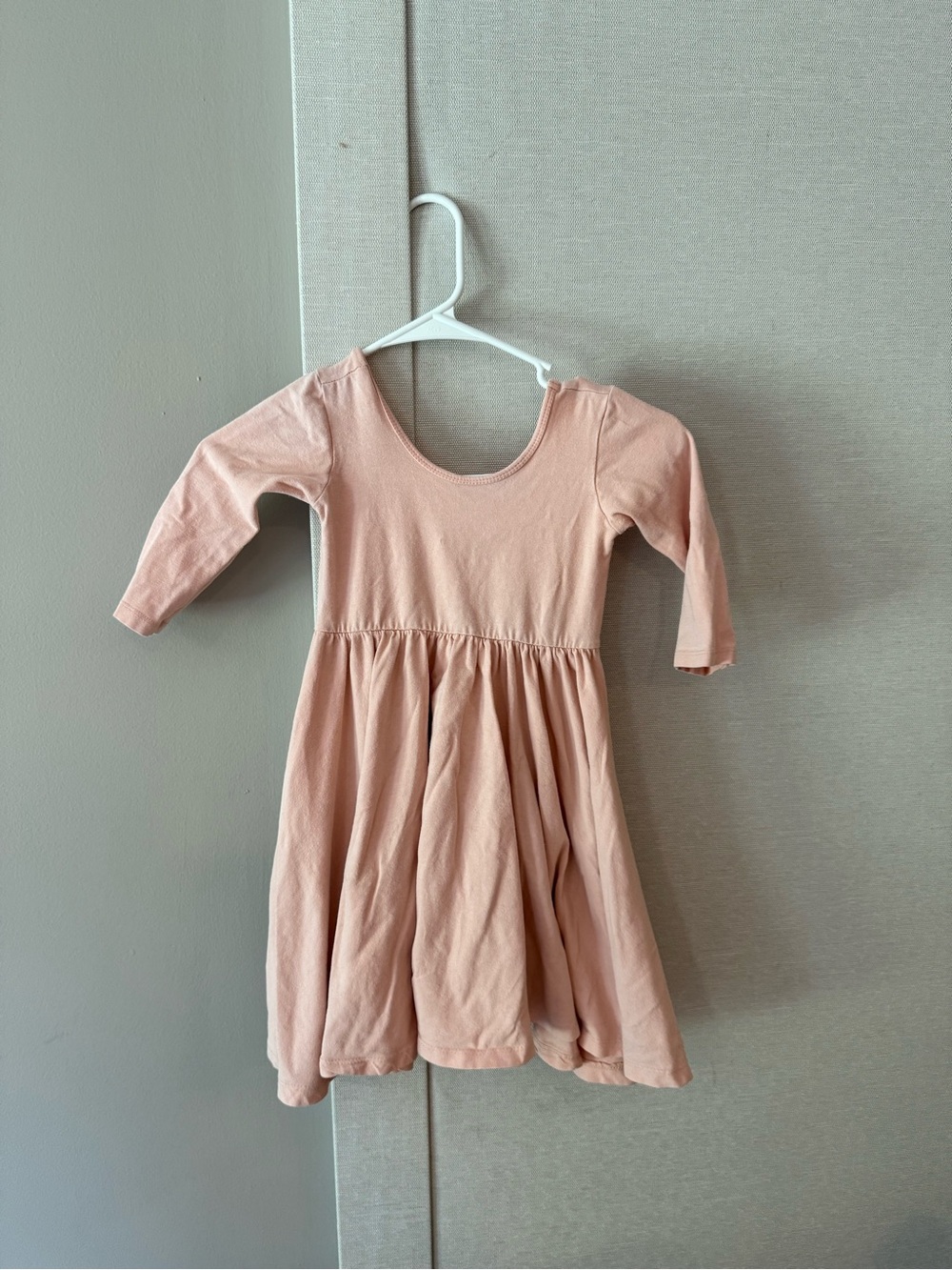 Kids Long Sleeve Cotton Dress - Pink